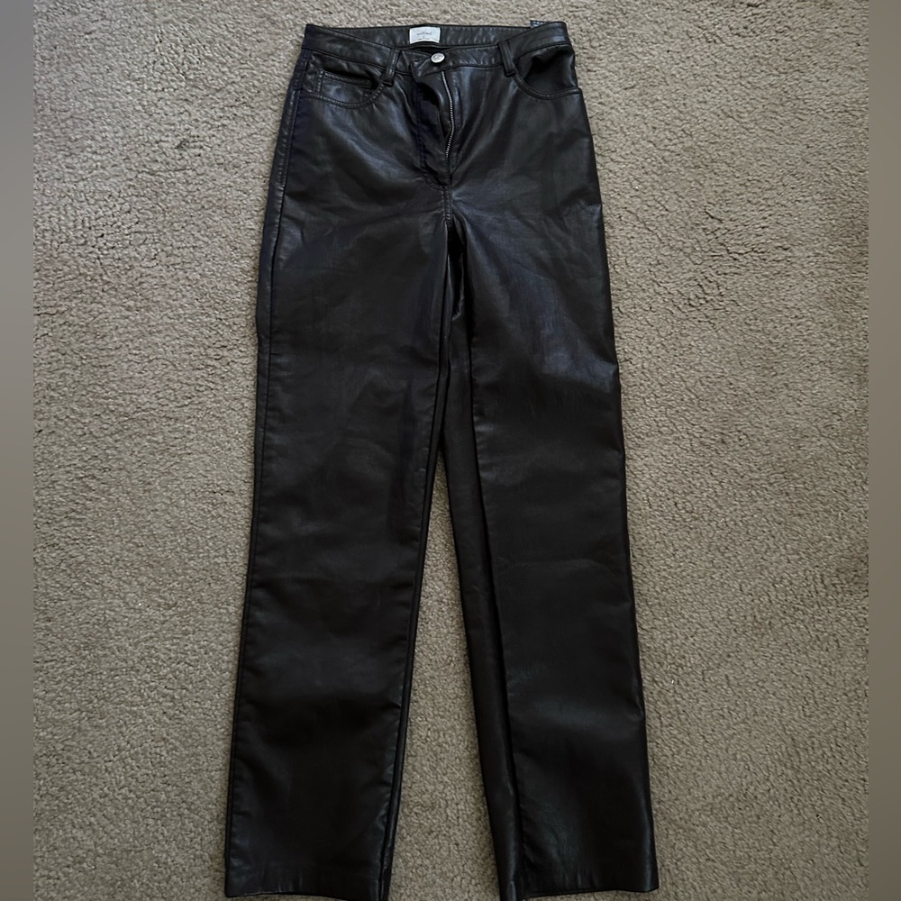 Aritzia Vegan Leather Melina pants in Dark Mocha (brown)